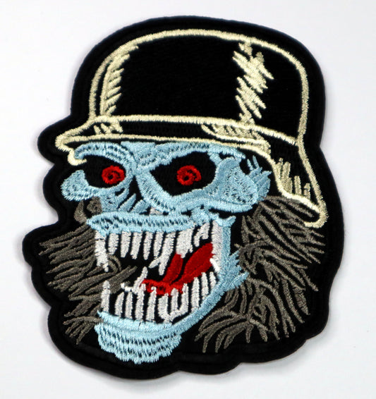 Biker Skull with Black Helmet Patch