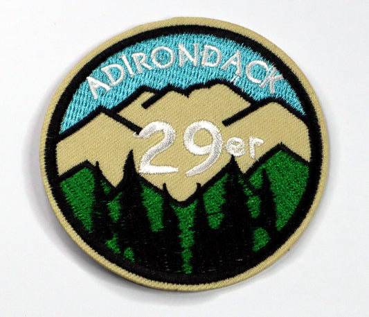 Adirondack 29er Iron On Patch. Great for attaching to your jackets, shirts, pants, jeans, hats.  Size: 7.2cm