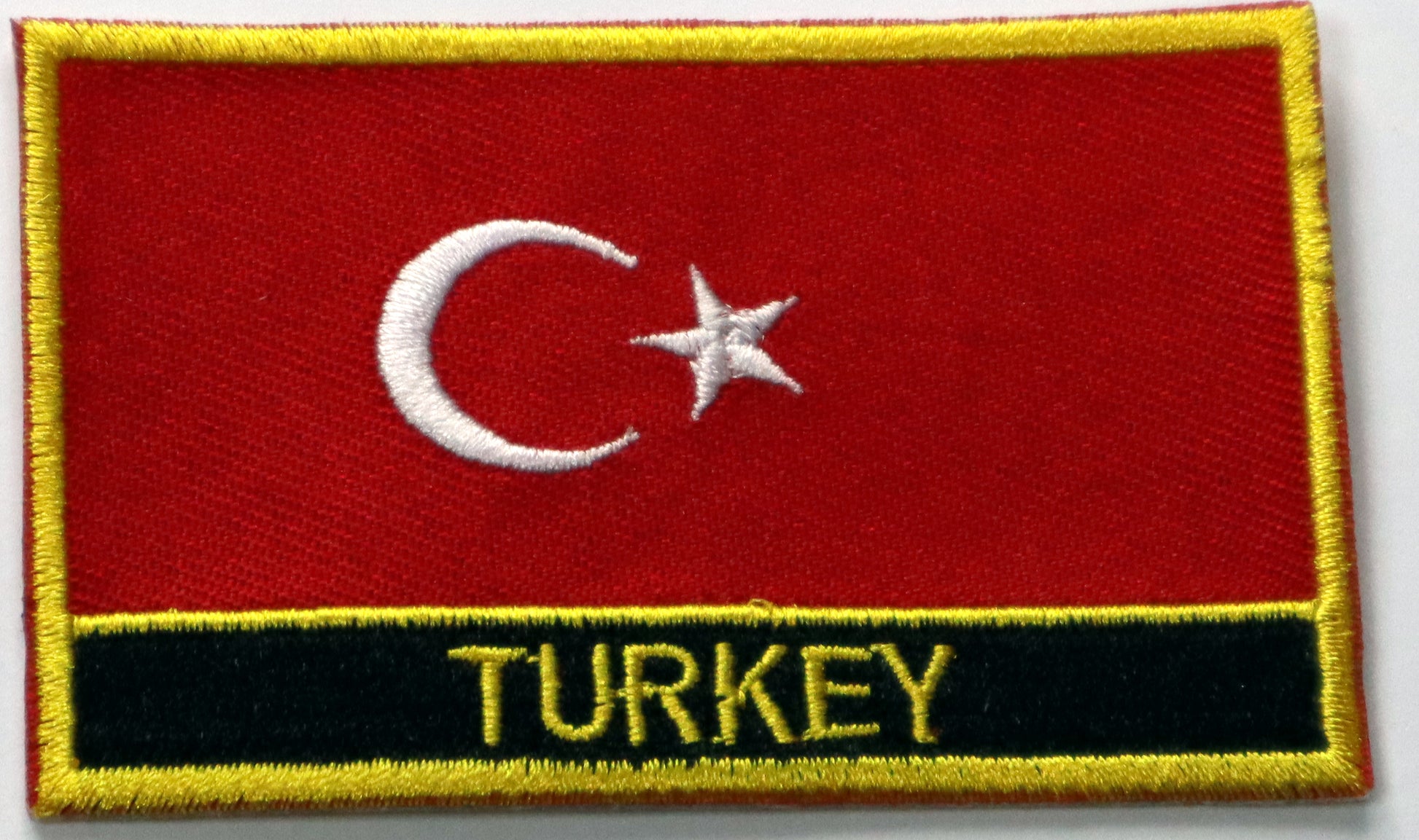 Turkey Flag Iron On Patch. Great for attaching to your jackets, shirts, pants, jeans, hats.  Size: 8x5cm