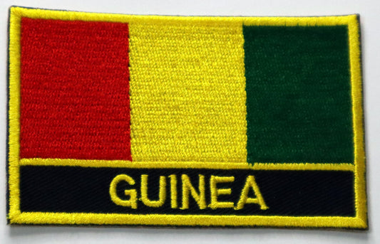 Guinea Flag Iron On Patch. Great for attaching to your jackets, shirts, pants, jeans, hats.  Size: 8x5cm