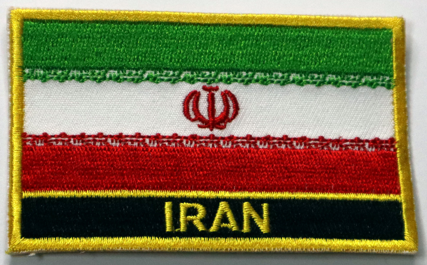 Iran Flag Iron On Patch. Great for attaching to your jackets, shirts, pants, jeans, hats.  Size: 8x5cm