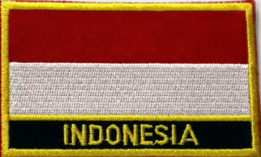 Indonesia Flag Iron On Patch. Great for attaching to your jackets, shirts, pants, jeans, hats.  Size: 8x5cm