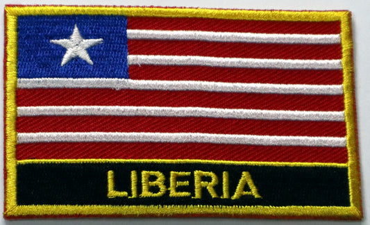 Liberia Flag Iron On Patch. Great for attaching to your jackets, shirts, pants, jeans, hats.  Size: 8x5cm