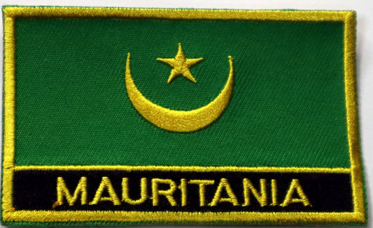 Mauritania Flag Iron On Patch. Great for attaching to your jackets, shirts, pants, jeans, hats.  Size: 8x5cm