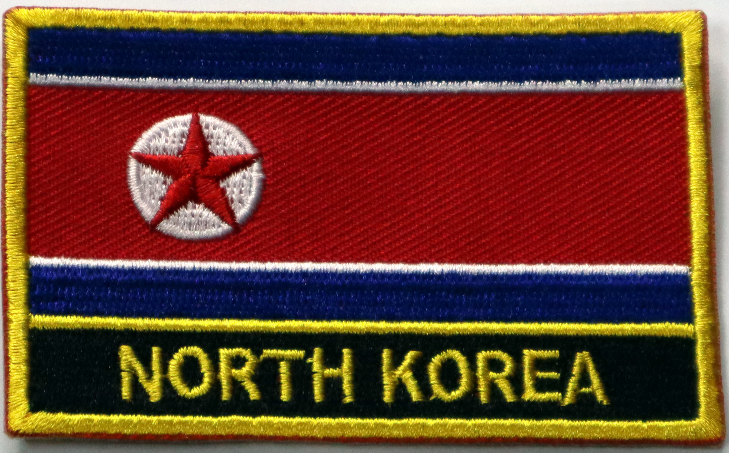 North Korea Flag Iron On Patch. Great for attaching to your jackets, shirts, pants, jeans, hats.  Size: 8x5cm