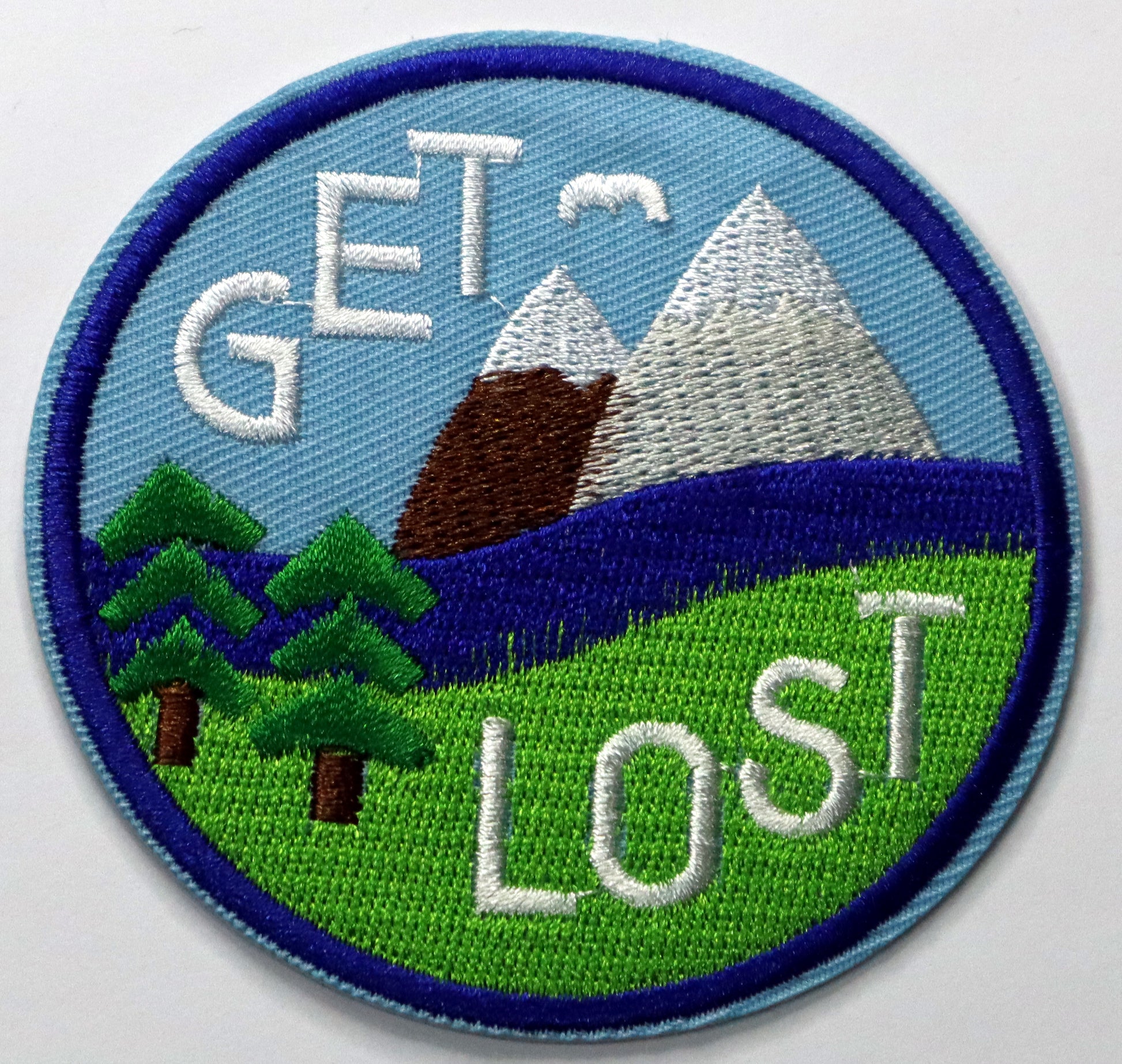 Get Lost Iron On Patch. Great for attaching to your jackets, shirts, pants, jeans, hats.  Size: 8.2cm