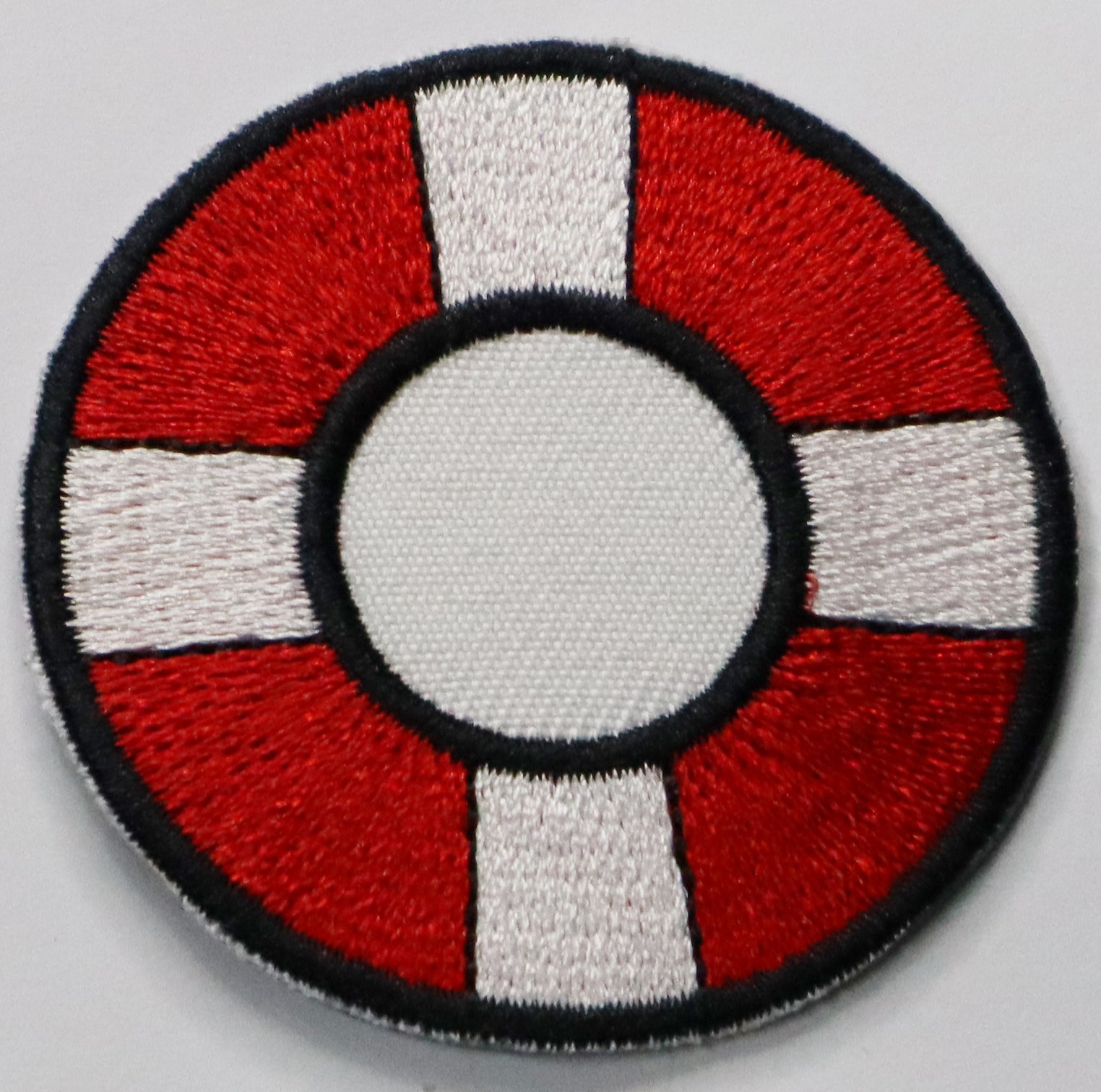 Lifebuoy Iron On Patch. Great for attaching to your jackets, shirts, pants, jeans, hats.  Size: 5cm