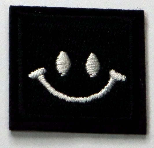 Smiley Face Small Iron On Patch. Great for attaching to your jackets, shirts, pants, jeans, hats.  Size: 3.2x3cm