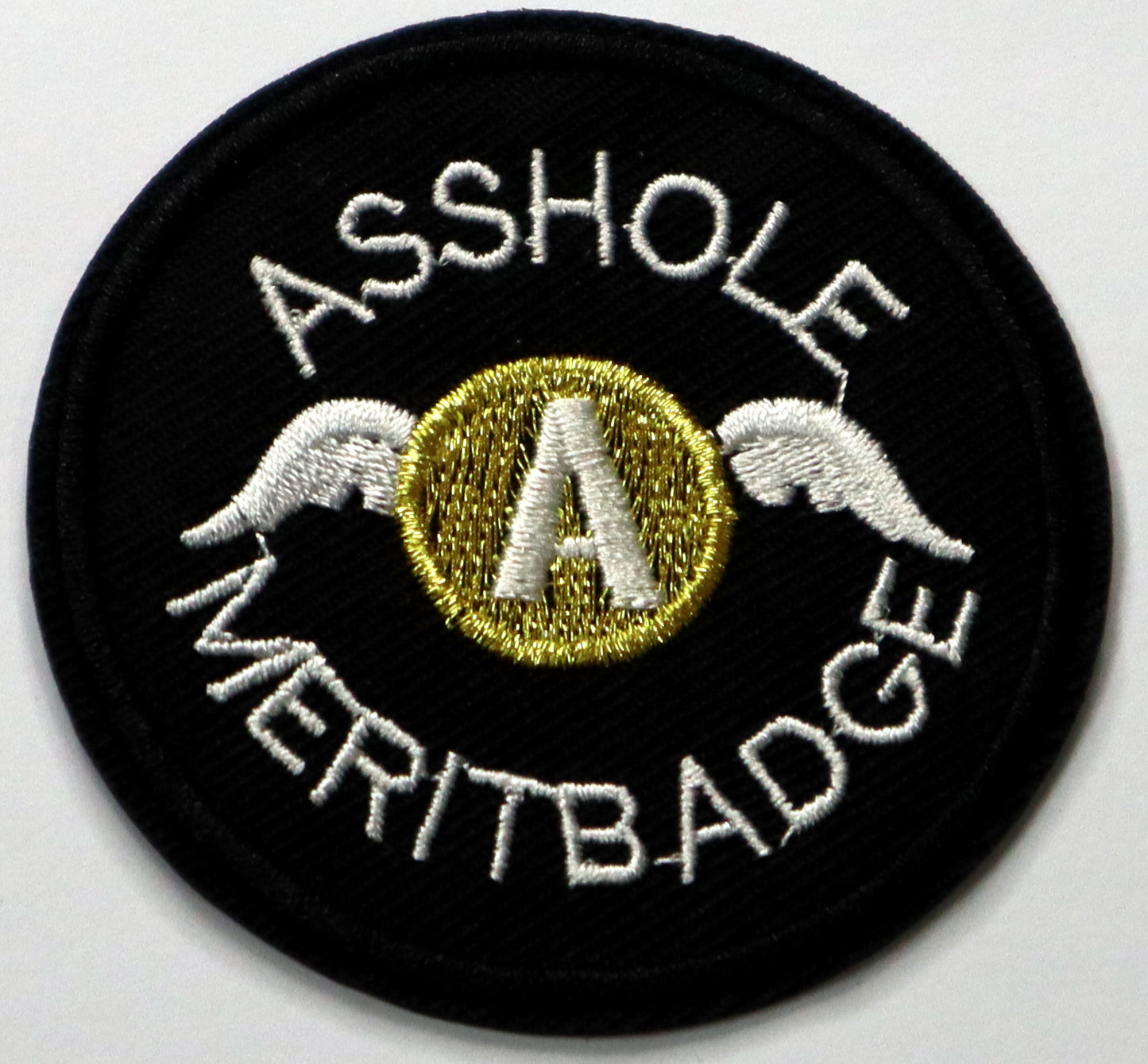 Asshole merit badge Iron On Patch. Great for attaching to your jackets, shirts, pants, jeans, hats.  Size: 7cm