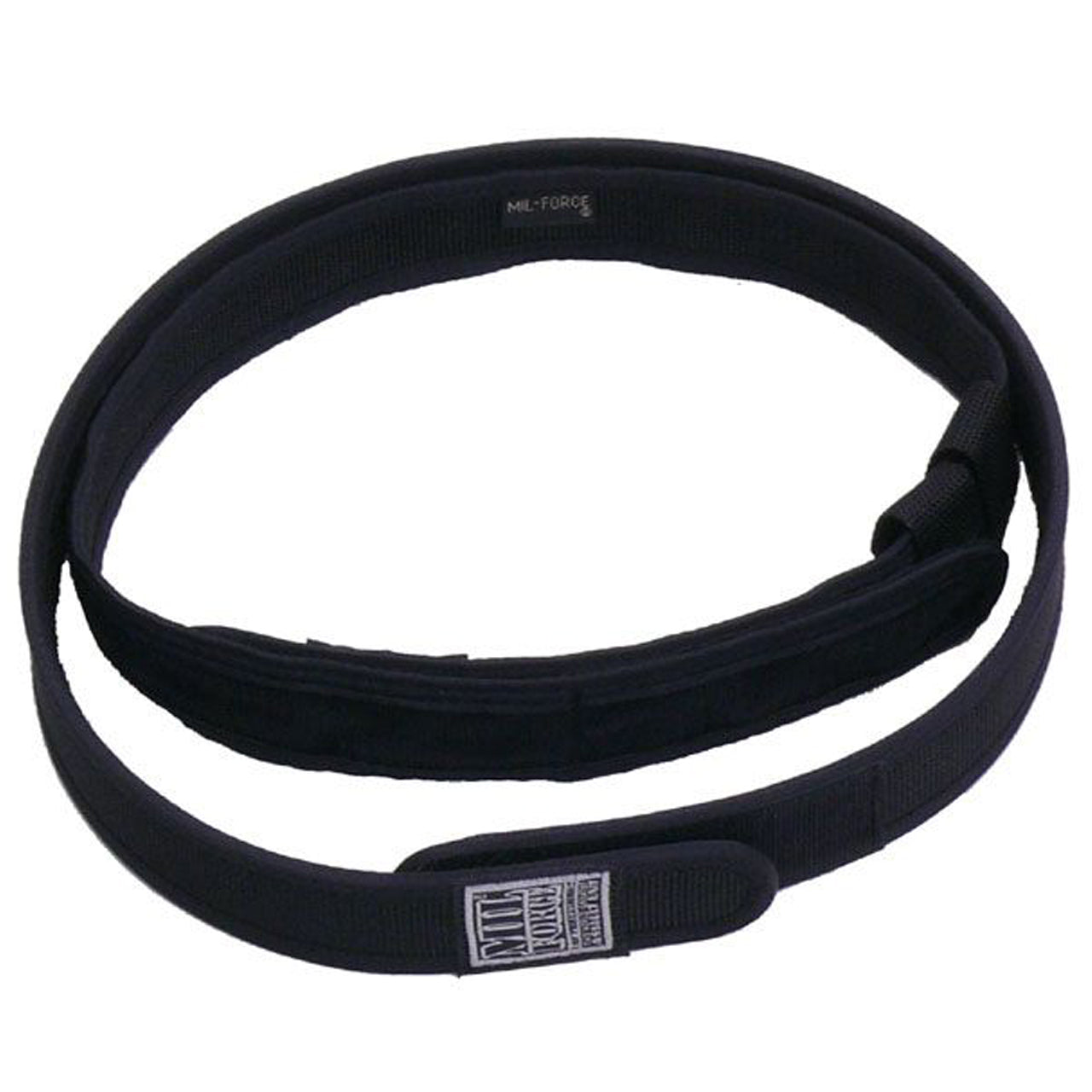 IPSC tactical holster belt designed to carry the weight of your gun and magazines securely reducing movement as you run and jump. An inner thinner belt is worn through the pant loops, and a thicker, stiffer outer belt that attaches to the inner belt.  Colour: Black  Size: 38 inches Long and all belts 38mm Wide www.moralepatches.com.au