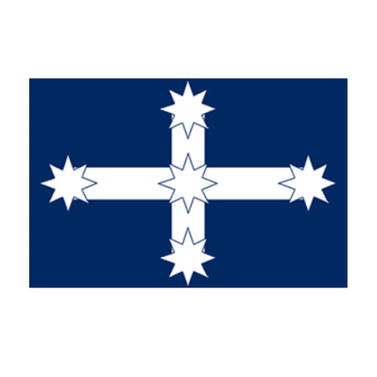 The Eureka flag, flown by the miners at the Eureka stockade features a white cross with stars at each end on a blue background. The original flag was supposedly made from the woollen and cotton petticoats of the miners wives and is still viewable today, although only two thirds of the original flag remain.      100% 68D Polyester     150cm x 90cm www.moralepatches.com.au