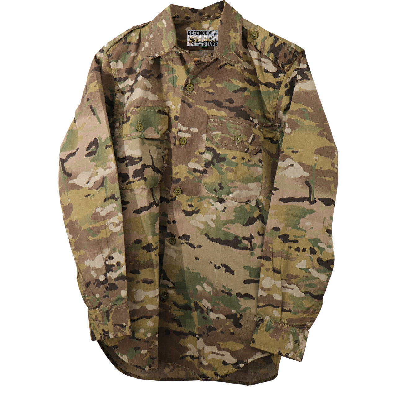 Defence Q Store brings you this high quality long sleeve t-shirt will be a great edition to your field wear  Specifications:      Material: 52% Polyester/48% Cotton     Colour: Multicam     Size: S - 3XL www.moralepatches.com.au