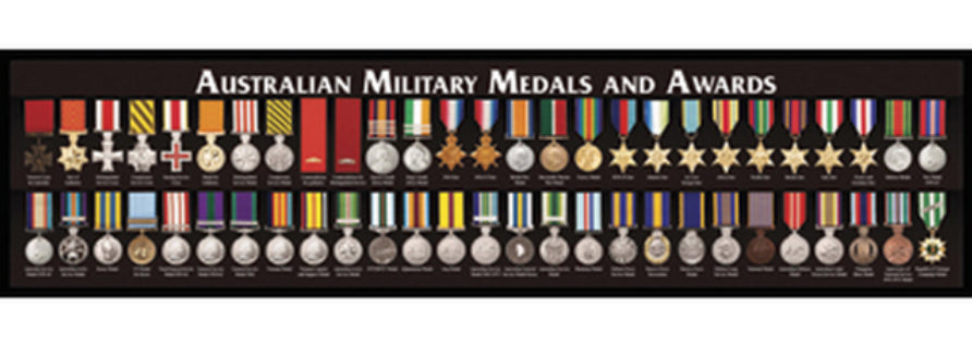 The stunning new Medal bar runner features full colour printed representations of the current Australian Military Medals and Awards. The medals featured range from Boer War campaign medals up to current operations. This high quality bar runner will be a perfect addition to any club or just your bar at home. The bar runner has rubber backing and the dimensions are 890x250mm.