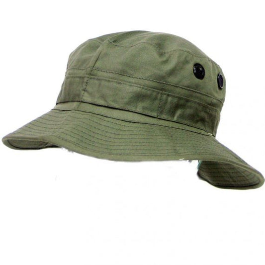 Made of breathable canvas fabric  Heavy duty drawstring with cord  Double layer brim  Improved style now has wider brim