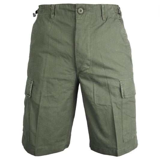 CARGO SHORTS with six pockets, four closed with button on the front and back and two open pockets on the side of the hips. These SHORTS are closed with a middle zipper and button. They are made of 35% cotton and 65% polyester, they also come with belt loops as well as coming in a range of sizes and colours.   35% cotton 65% polyester  Zip and button close  4 closed pockets  2 open pockets www.moralepatches.com.au