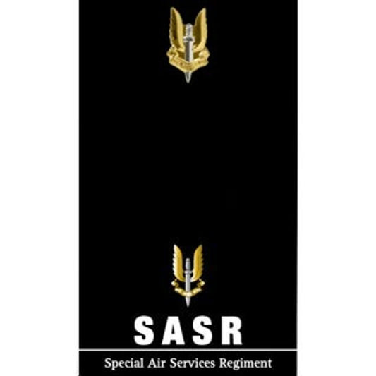 The Special Air Service Regiment (SASR) 20mm full-colour enamel lapel pin. Displayed on a presentation card. This beautiful gold-plated lapel pin will look great on both your jacket and your cap.  Specifications:  Material: Gold and silver-plated zinc alloy Colour: Gold, silver Size: 20mm www.moralepatches.com.au