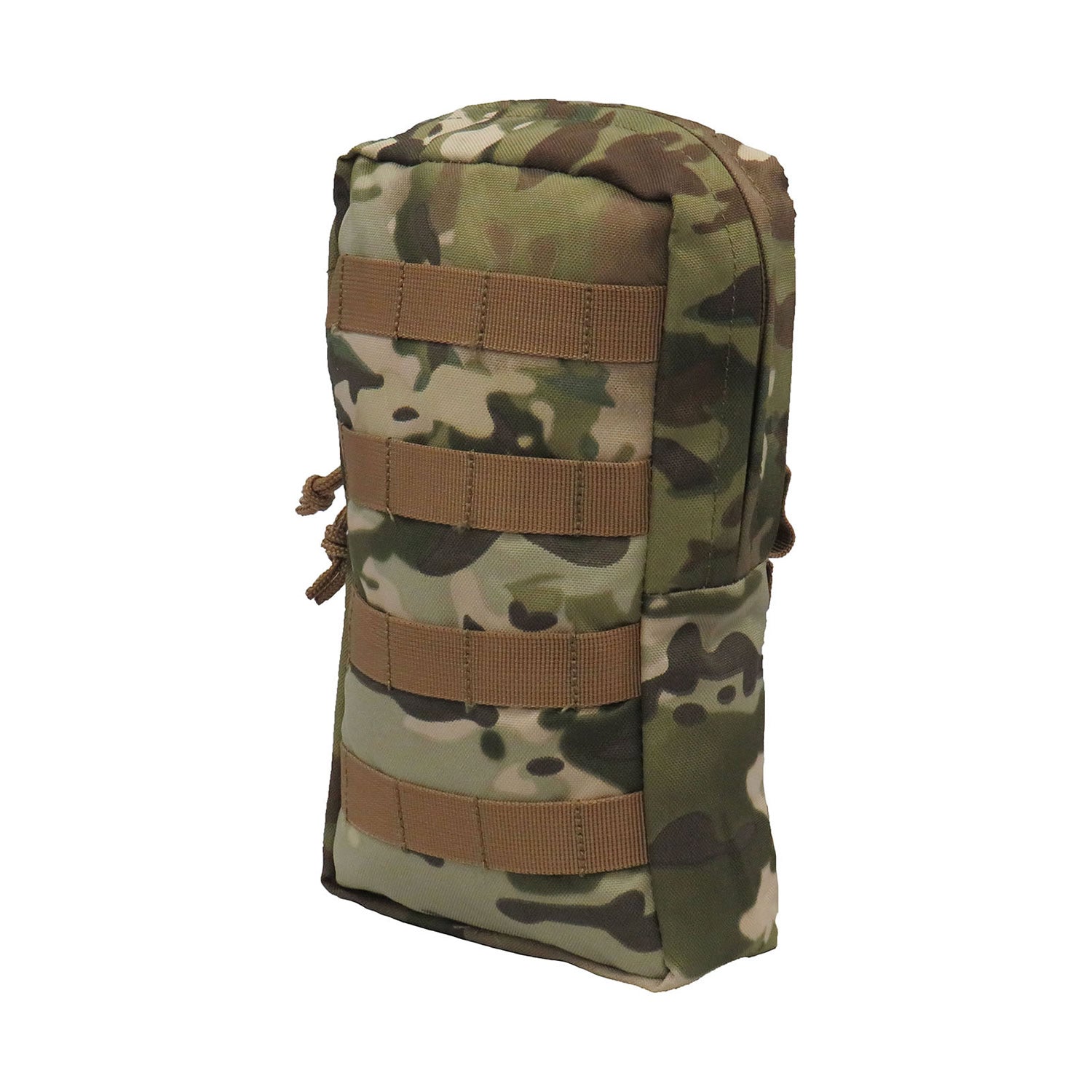 Fully MOLLE compatible  Drainage holes on the base  Heavy duty 900D 2 coats PU fabric  #10 rope pull zips  16x27x8cm