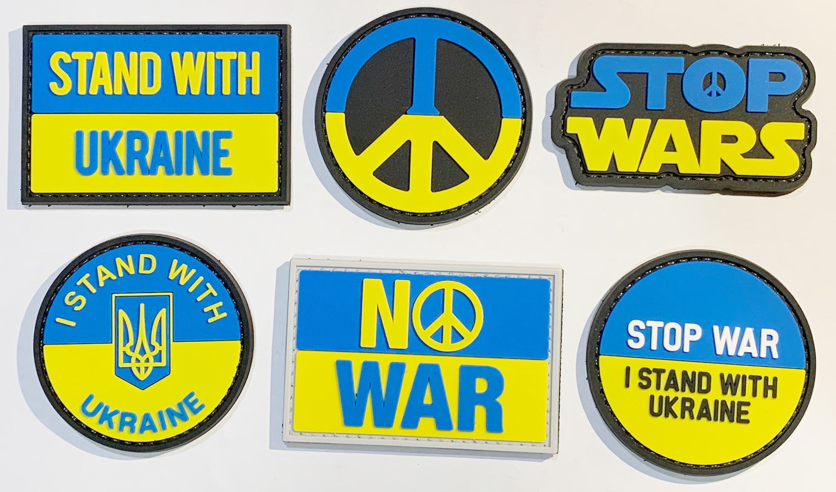 UKRAINE SUPPORT PATCH PACK, Velcro backed Badges. Great for attaching to your field gear, jackets, shirts, pants, jeans, hats or even create your own patch board.