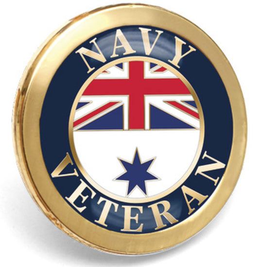 Share pride in your service with this exquisite enamel over metal veterans' badge. Designed to reflect the colours and traditions of Royal Australian Navy, it is a subtle and tasteful pin for formal and informal occasions. The pin measures 20mm and is secured with a durable butterfly pin