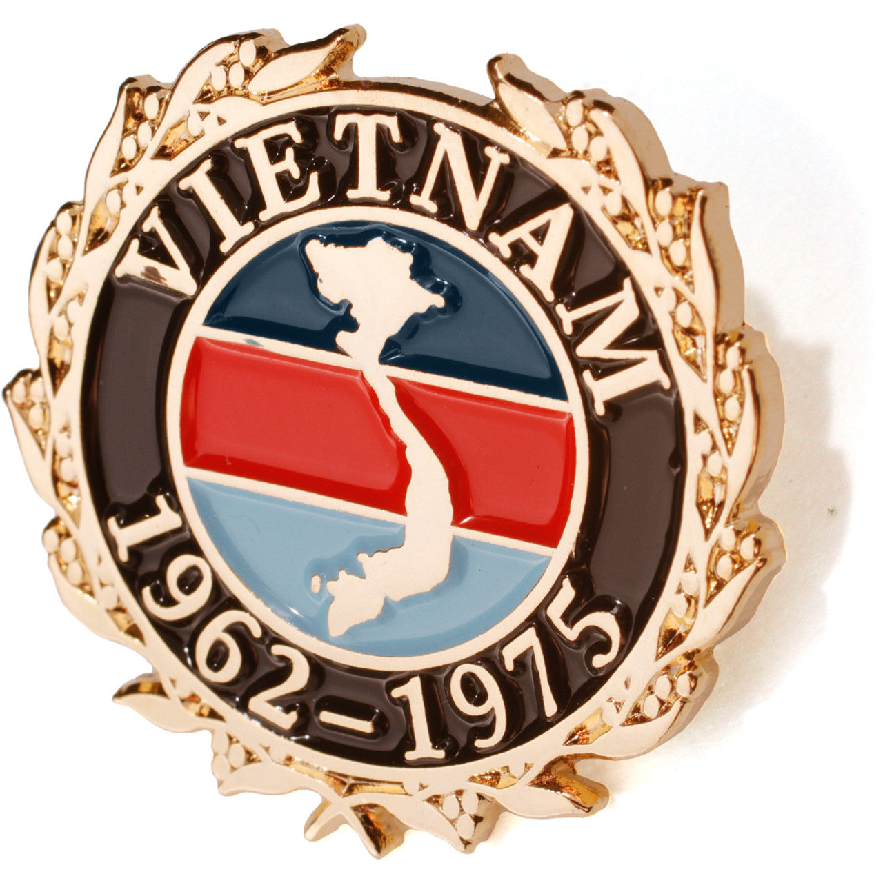 The exceptional Vietnam Tri Colour Vietnam Lapel Pin On Card. This stunning new Vietnam collection for 2020 features an iconic tri-service design, incorporating the map of Vietnam and dates (1962 - 1975) to commemorate the some 60,000 Australians who served in the Vietnam war. This 25mm (approx.) metal lapel pin depicts a map of Vietnam and the colours of the Navy, Army and Air Force. The pin comes on a presentation card and has a butterfly clip on the back.