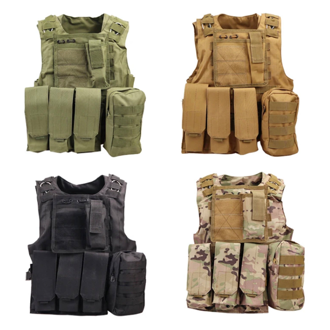 Army Tactical Vest Lightweight Loadout High quality 600D oxford material  Front and back MOLLE design, x3 magazine pouch can be adopted to suit your assault style.  Top tactical pouch is good for carrying small torch or multi-tool and you can attach patches.  Small side pouch for carrying essential items.  Adjustable waist and shoulder straps makes this a fast throw on vest.  Great for Military, cadets, airsoft and other outdoor activities www.moralepatches.com.au