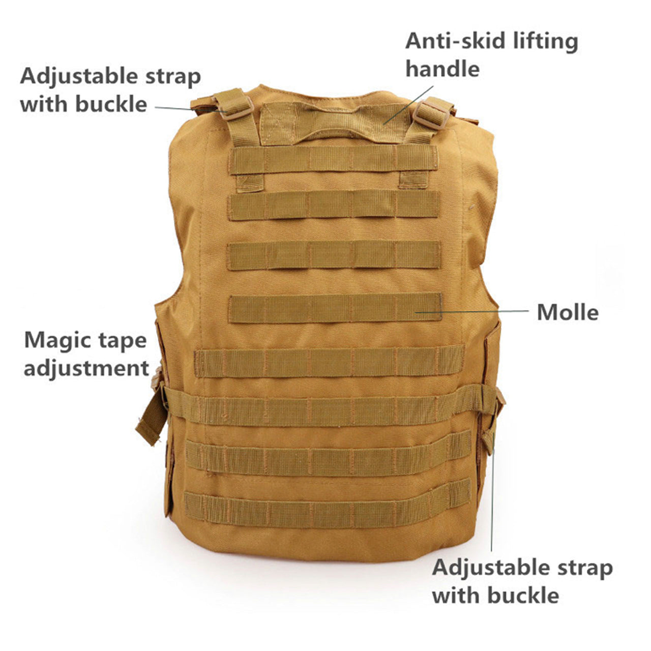 Army Tactical Vest Lightweight Loadout High quality 600D oxford material Front and back MOLLE design, x3 magazine pouch can be adopted to suit your assault style. Top tactical pouch is good for carrying small torch or multi-tool and you can attach patches. Small side pouch for carrying essential items. Adjustable waist and shoulder straps makes this a fast throw on vest. Great for Military, cadets, airsoft and other outdoor activities www.moralepatches.com.au