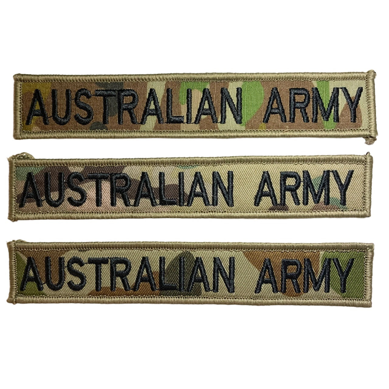 Australian Army Patch in various colours for a bit of fun.  We had the idea to come up with a range of fun options as well.   Size is 2.5cm x 15cm, lettering is 1.5cm in height.  All embroidery is done in upper case letters only as a FYI. www.moralepatches.com.au