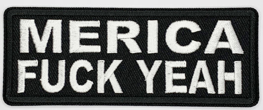 Merica Fuck Yeah Iron On Patch. Great for attaching to your jackets, shirts, pants, jeans, hats.  Size: 10.4X4cm