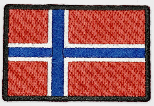 Norway Flag Iron On Patch. Great for attaching to your jackets, shirts, pants, jeans, hats.  Size: 7.62x5.08cm