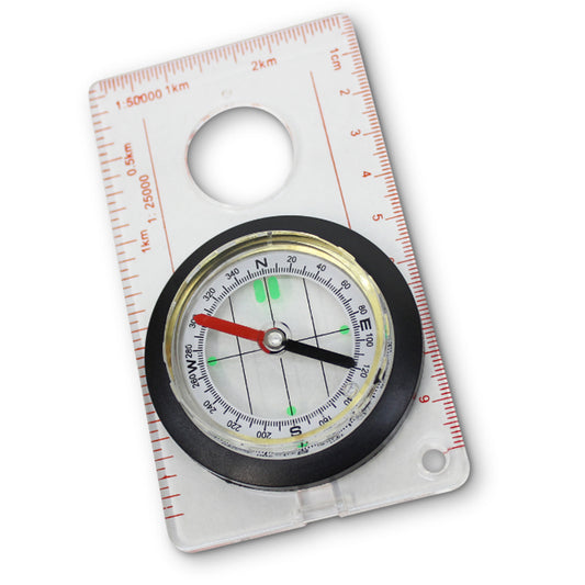 This liquid filled compass will get you from A to B with ease.  If X marks the spot, this will get you there. Great for mountaineering, orienteering and camping.   Liquid filled Clear measuring grid Lanyard for easy carry 11 x 6.5 cm www.moralepatches.com.au