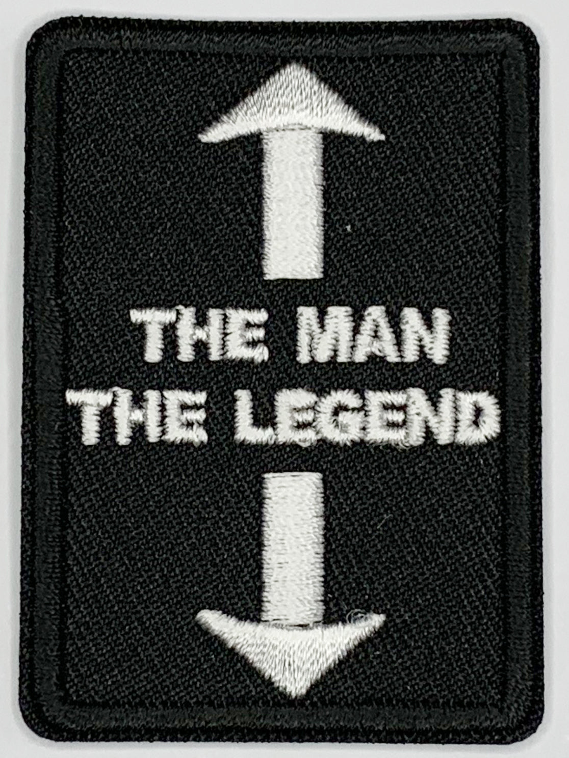 The man the legend Iron On Patch. Great for attaching to your jackets, shirts, pants, jeans, hats.  Size: 4.2X5.9cm