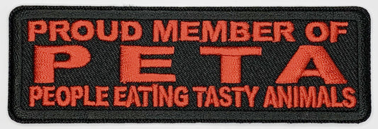 Proud member of peta Iron On Patch. Great for attaching to your jackets, shirts, pants, jeans, hats.  Size: 10.4X3.3cm