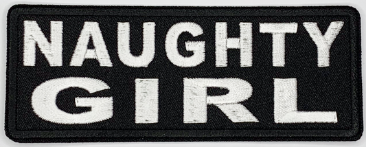 Naughty Girl Iron On Patch. Great for attaching to your jackets, shirts, pants, jeans, hats.  Size: 10.4X4cm