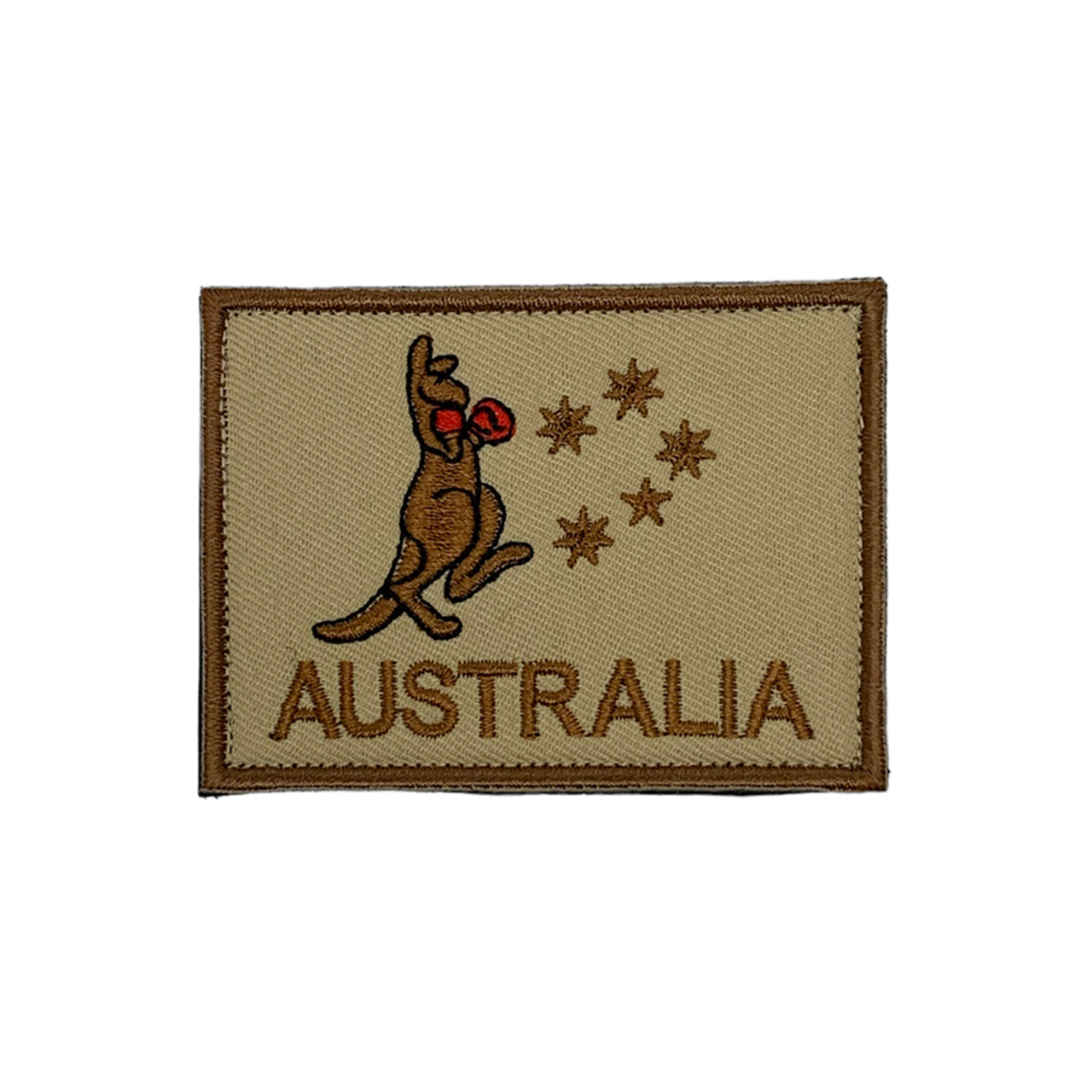 Boxing Kangaroo Tan & Brown Patch Velcro Backed  A true aussie icon  Comes with hook and loop  Size: 7.5cm x 5.5cm www.moralepatches.com.au