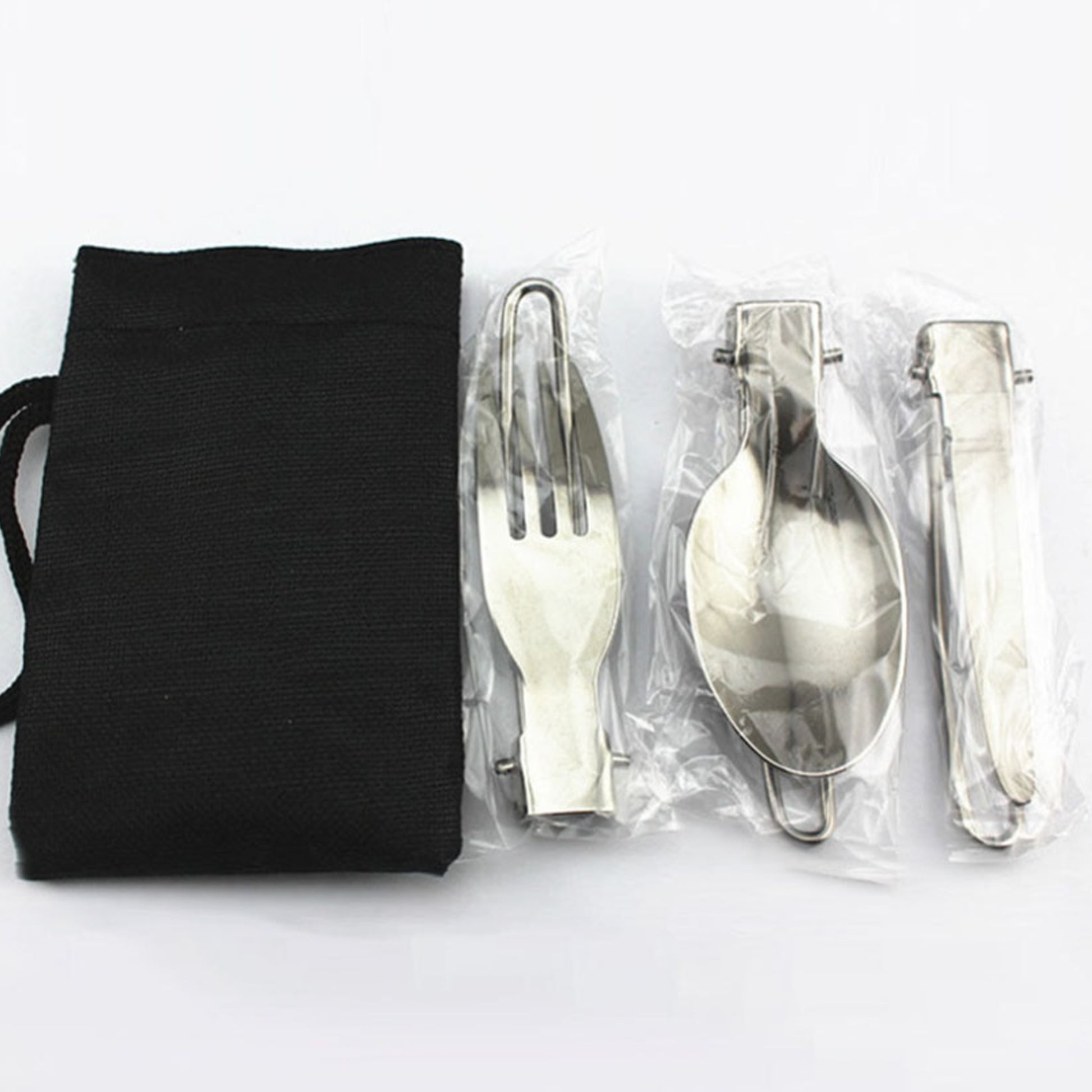 Get your chow on with Defence Q Stores 3-piece stainless steel utensil set. Equipped with a pouch for easy storage on the go, perfect for cadets and military on the go.  3-Piece Set Includes Stainless Steel Knife, Fork, And Spoon Each Tool Folds Into Itself For Compact Storing Securely Store Utensils In The Carry Pouch With Hook & Loop Closure