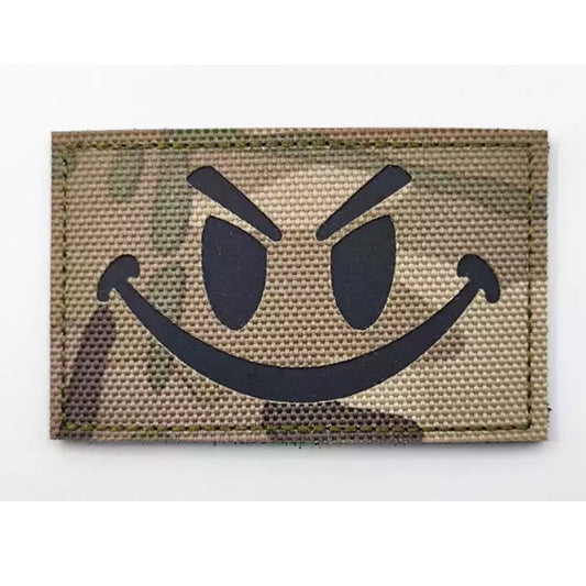 Evil Smile Laser Cut Multicam Patch Hook & Loop.   Size: 8x5cm  HOOK AND LOOP BACKED PATCH(BOTH PROVIDED) www.moralepatches.com.au