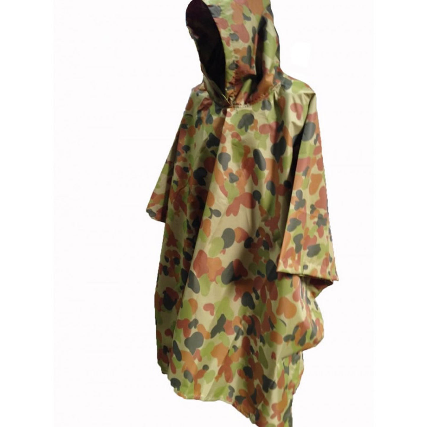 This poncho is a great addition to your outdoor kit, will keep you dry while camping, hiking, outdoor trips, fishing, cadet field trips or other military purposes  Featuring a PU coated, waterproof micro-ripstop polyester with taped seams  This poncho is great to keep in your gear at all times  With a draw corded hood and re-enforced stitching around the neckline and opening, the TAS poncho has a waterhead rating of 2000mm  Size: 127 x 200cm