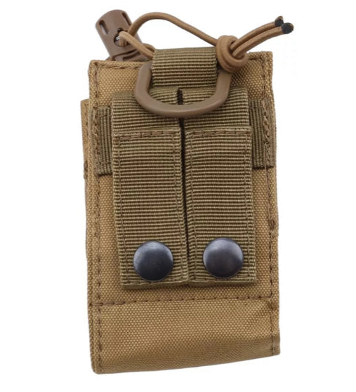 Defence Q Store MOLLE 600D Nylon Radio Pouch is the perfect add on to your field equipment.  Can also be used as a magazine pouch on vests.  Height: 9.5cm  Width: 7cm  Depth: 5cm