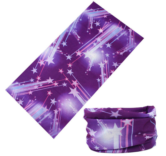 Fitted Purple Stars Face Bandana or Neck Gaiter. They are made from Microfiber Polyester which makes them very lightweight and very comfortable to wear. Because the material is so thin, it is very easy to breathe when you use as face cover.