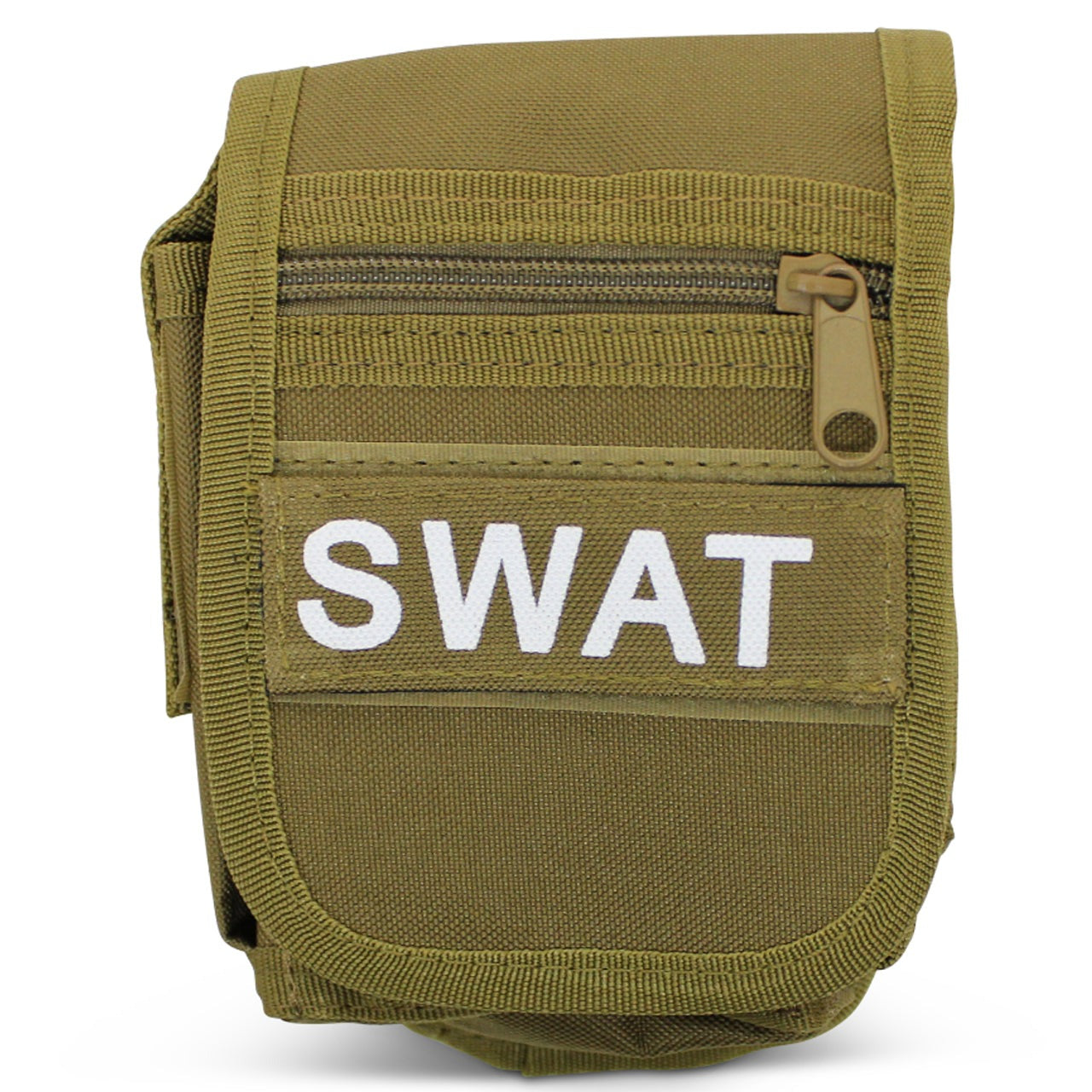 Army style utility pouch One main compartment, three side compartments and a small easy access zippered pouch Ideal for a variety of accessories such as electronics and tools Tough velcro closure for all compartments Includes velcro SWAT patch, can be replaced with your own velcro patches Adjustable velcro attachment loop with integrated snap button closure Can be attached to webbing, belts and packs www.moralepatches.com.au