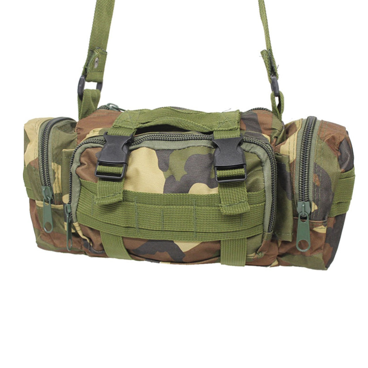 Multi-purpose bum bag  Side and front pockets  MOLLE fitting  Top compression strap/handle  Main Compartment  Heavy duty 900D fabric  5LT capacity www.moralepatches.com.au